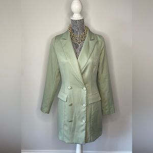 Nasty Gal Light Green Blazer Dress with Buttons